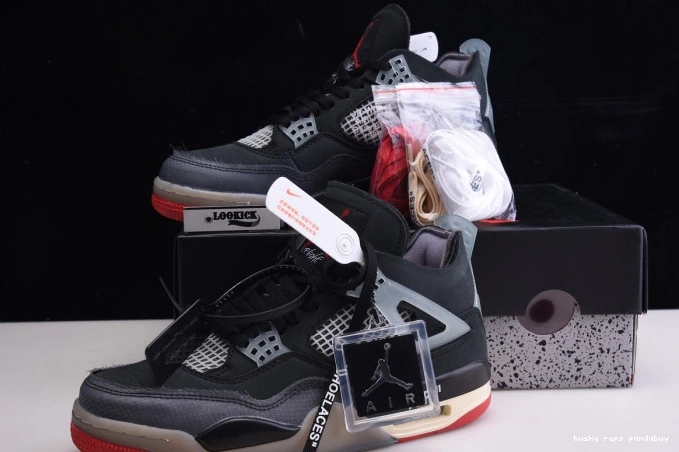 Rep Husky Retro 4 Off CV9388-001 White Bred Air Jordan x 0709